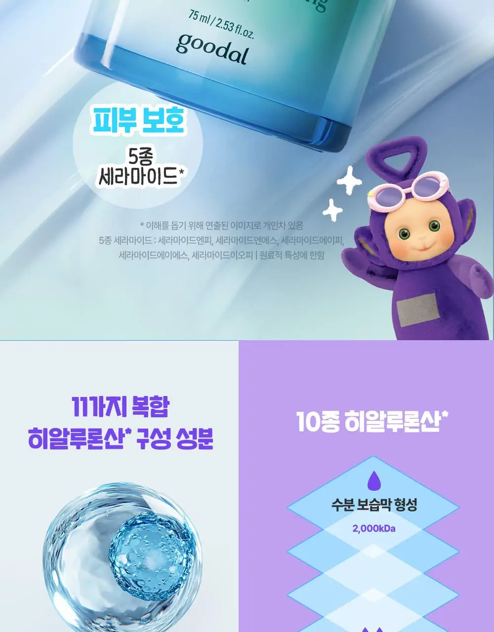 [텔레토비 콜라보] 구달 어성초 히알루론 수딩 크림 75ml 리필 기획 (+75ml) (+왕 스티커 3매) 상세페이지 22